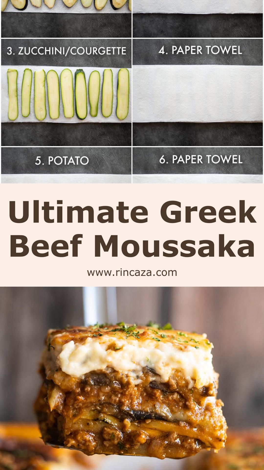 Greek Moussaka with Beef, Eggplant, and Pecorino Béchamel — pin 1