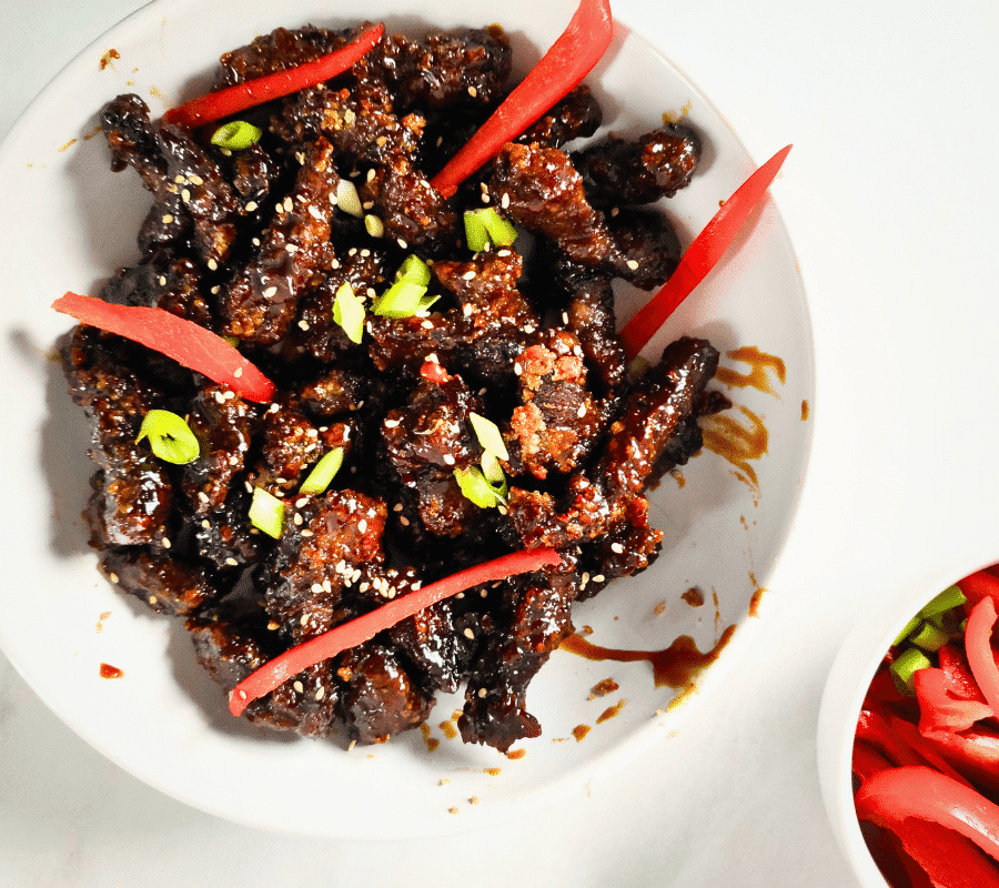 Air Fryer Crispy Chilli Beef With Sticky Honey Chilli Sauce