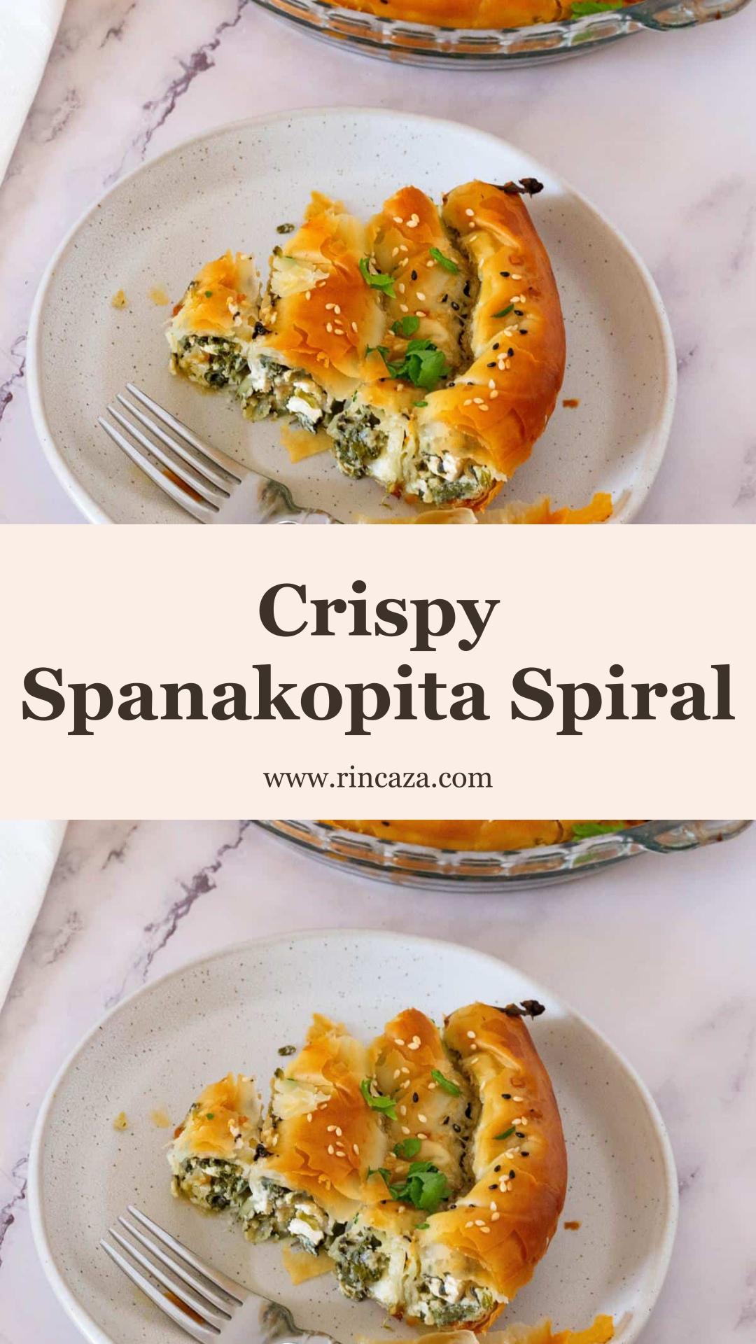 Flaky Spanakopita Spiral with Spinach, Feta, and Crisp Phyllo — pin 3