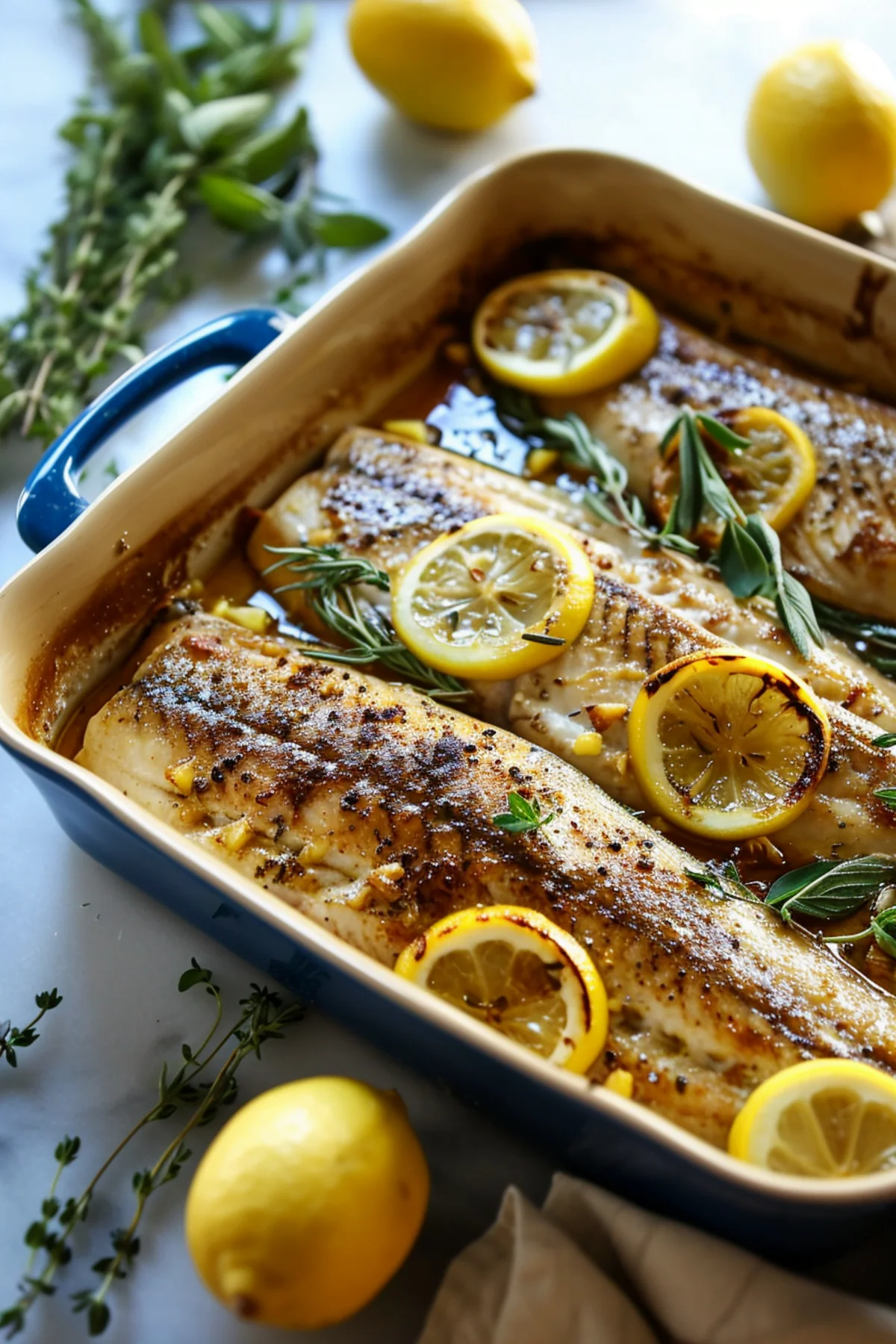 Mediterranean Baked Branzino with Lemon and Fresh Herbs