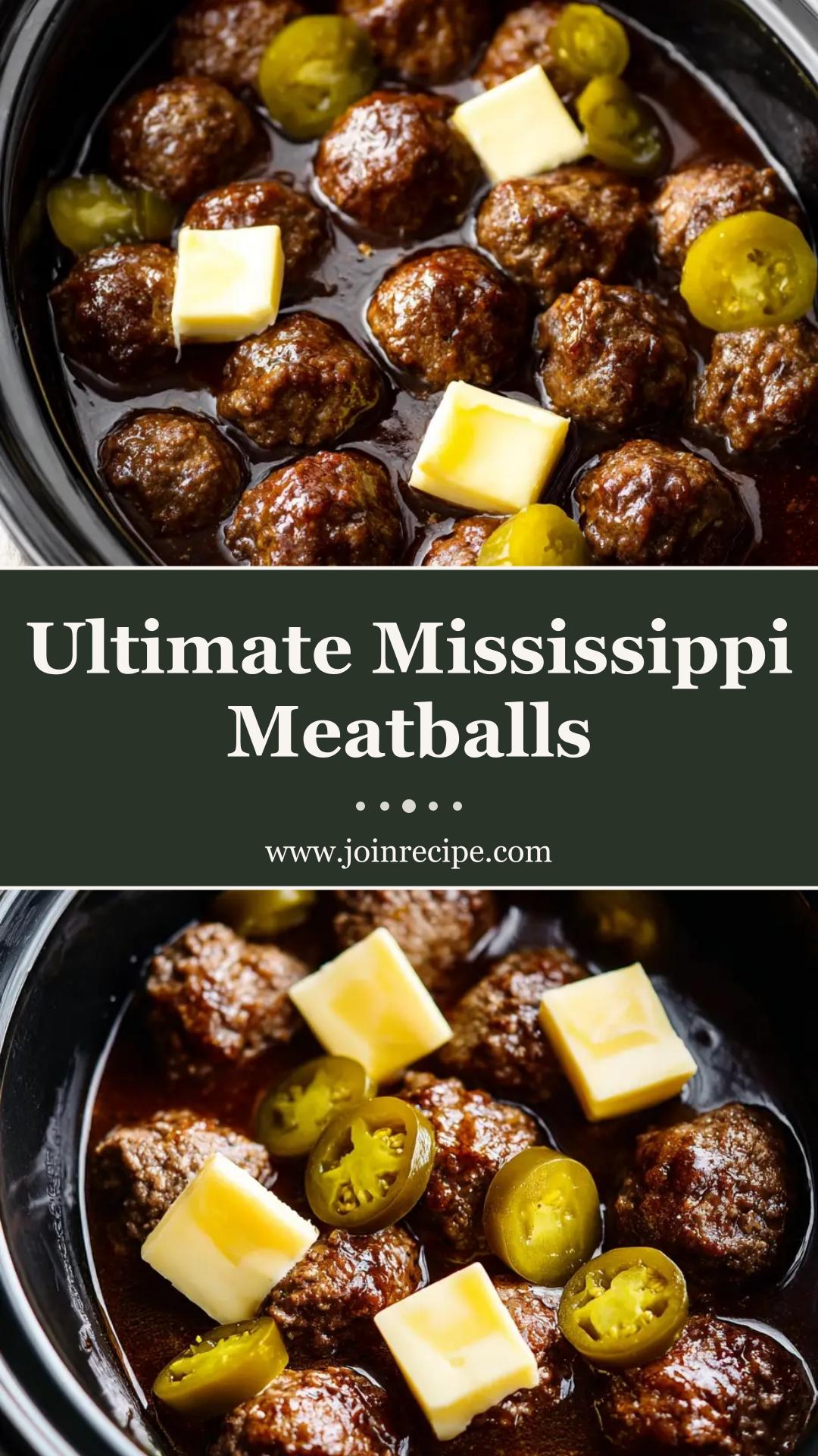 Mississippi Meatballs with Pepperoncini Au Jus Gravy — pin 1
