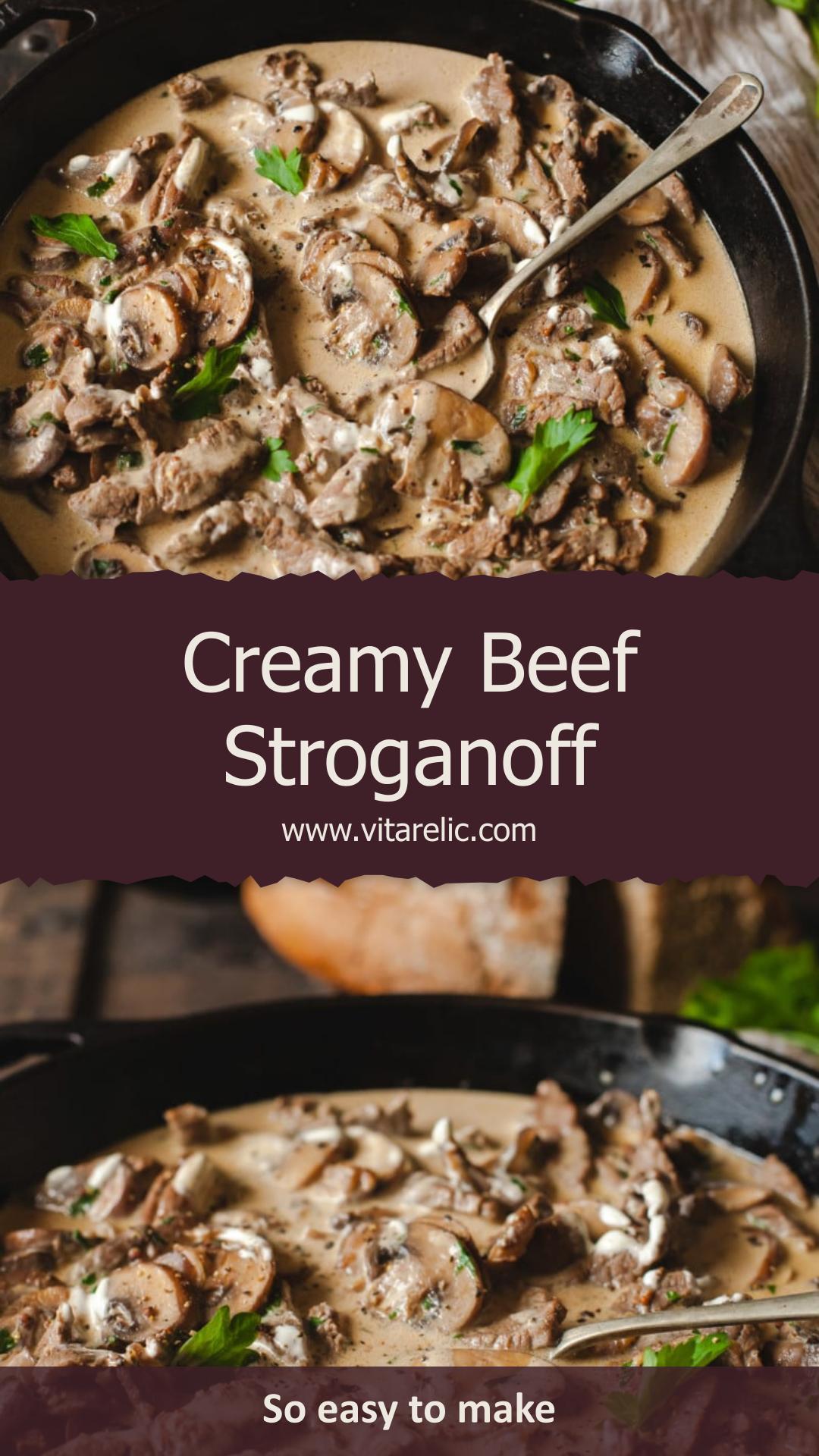 Beef Stroganoff with Mushrooms and Sour Cream Sauce — pin 2