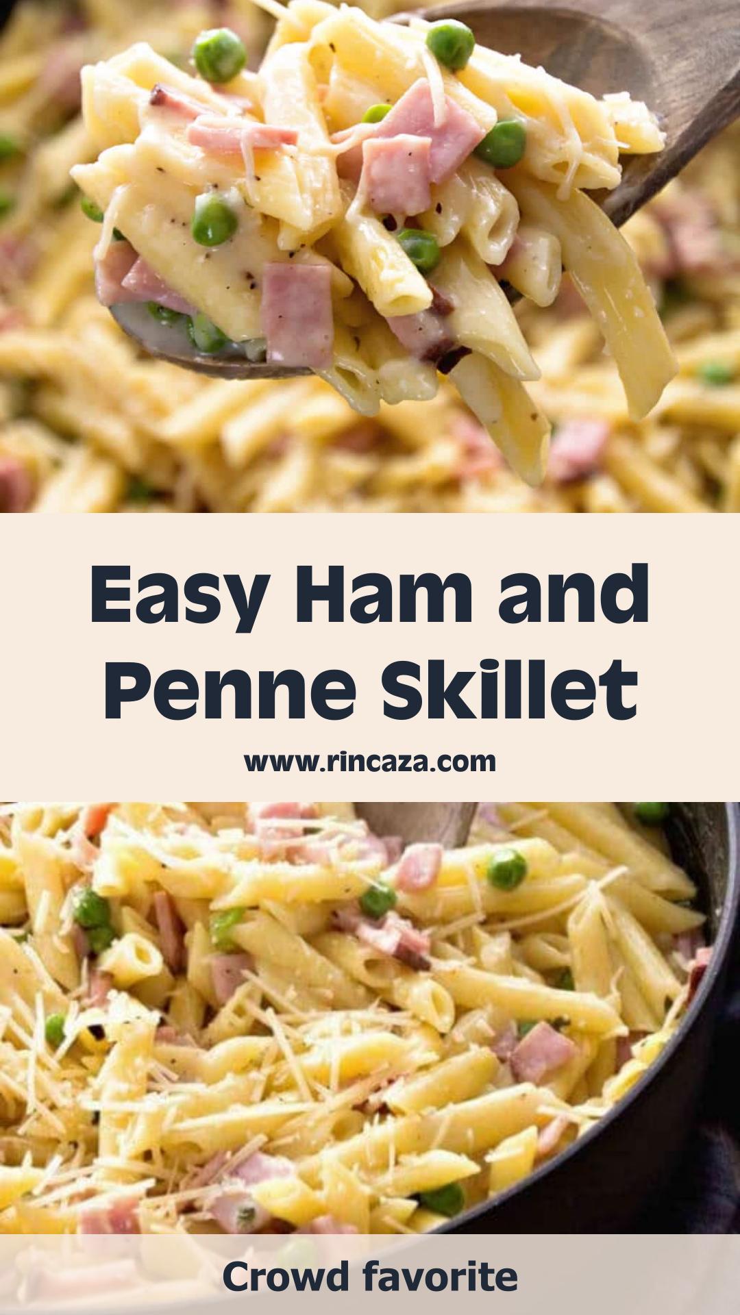 One-Pot Ham and Penne Skillet with Creamy Peas and Parmesan — pin 1