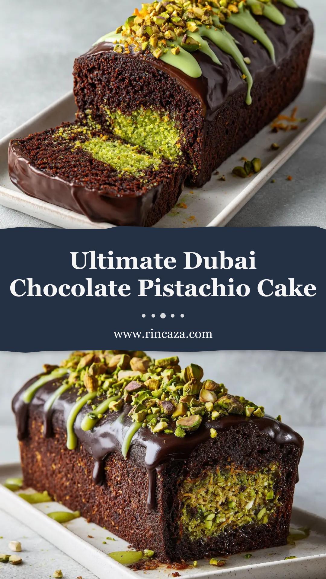Dubai Chocolate Pistachio Cake with Kataifi and Dark Chocolate Glaze — pin 2