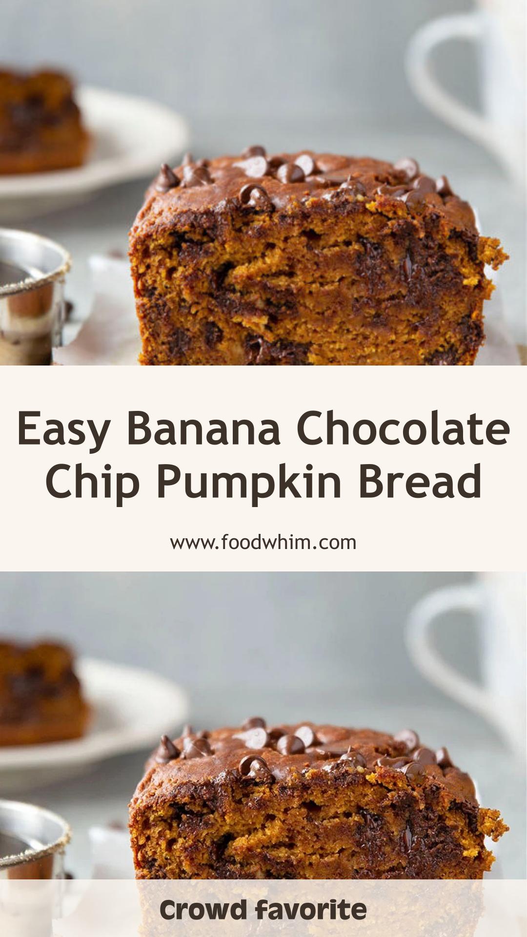 Banana Chocolate Chip Pumpkin Bread With Soft Pumpkin-Banana Crumb — pin 1