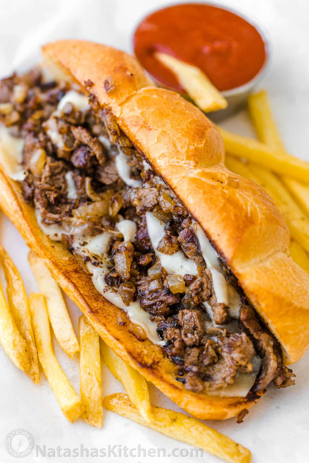 Philly Cheesesteak with Tender Ribeye and Melted Provolone