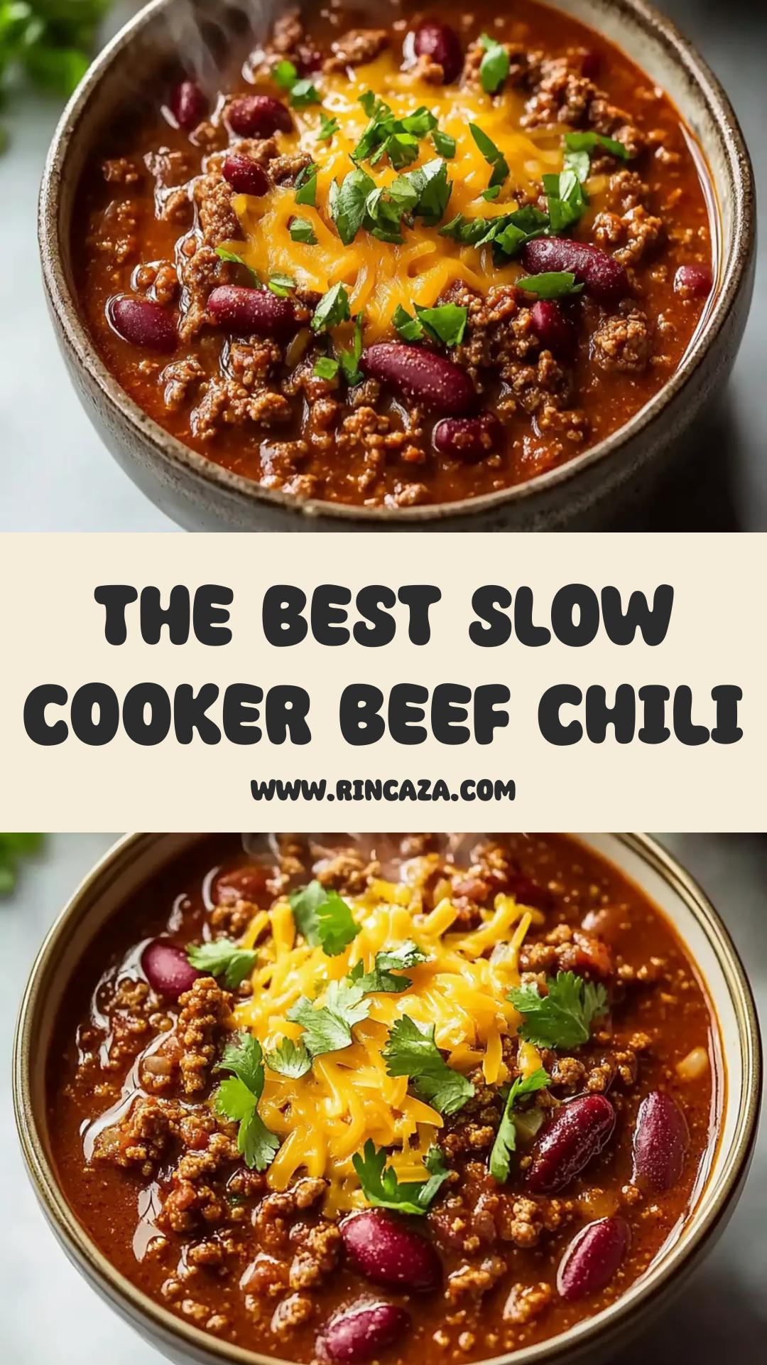 Classic Slow Cooker Beef Chili With Hearty Beans and Warm Spices — pin 1