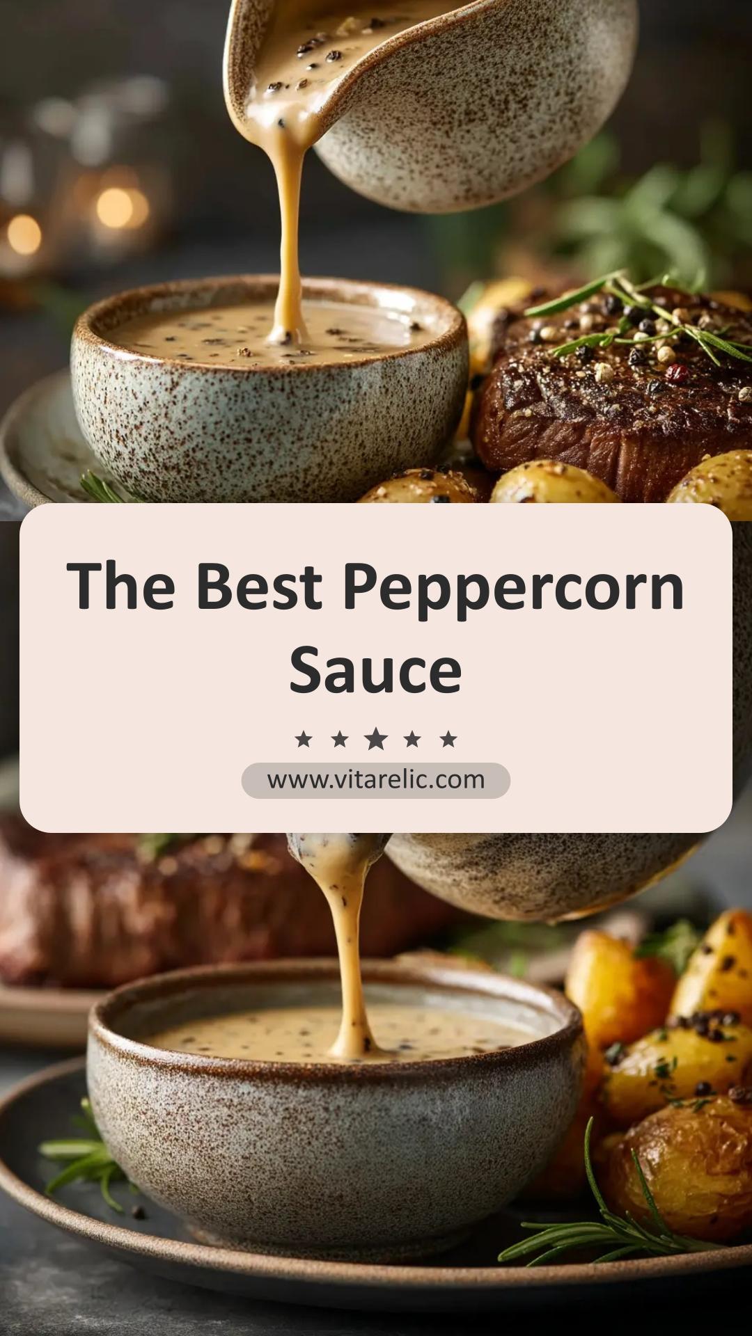 Peppercorn Sauce with Brandy and Crushed Black Peppercorns — pin 1