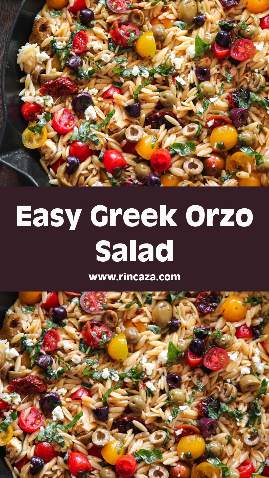 Greek Orzo with Tomatoes, Feta, Olives, and Fresh Basil — pin 3