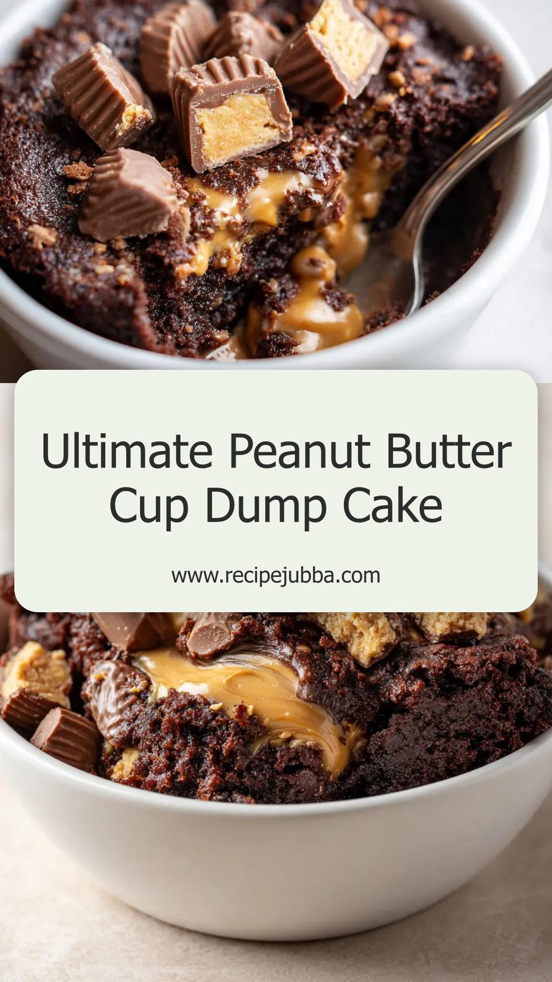 Fudgy Peanut Butter Cup Dump Cake with Dark Chocolate Swirls — pin 2