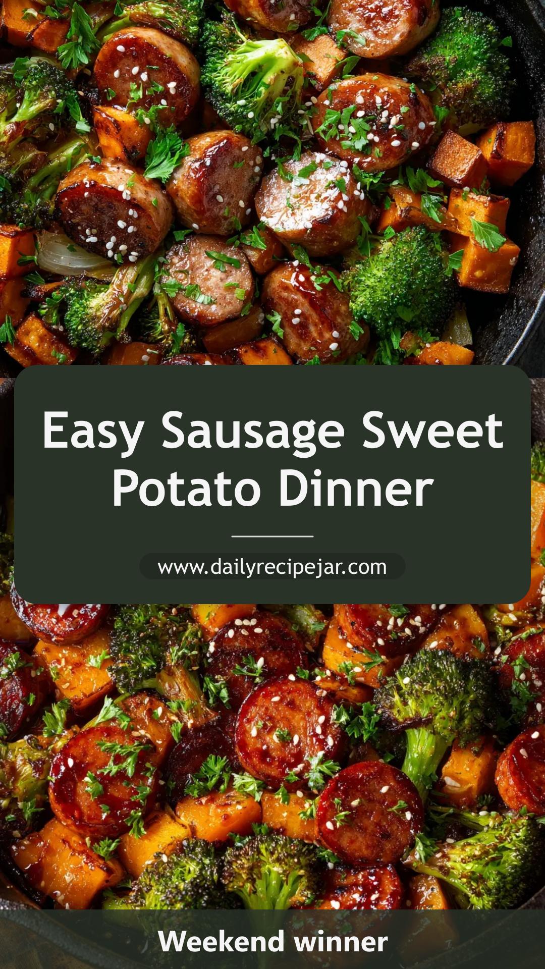 Honey Garlic Sausage and Sweet Potato Sheet Pan Dinner — pin 1