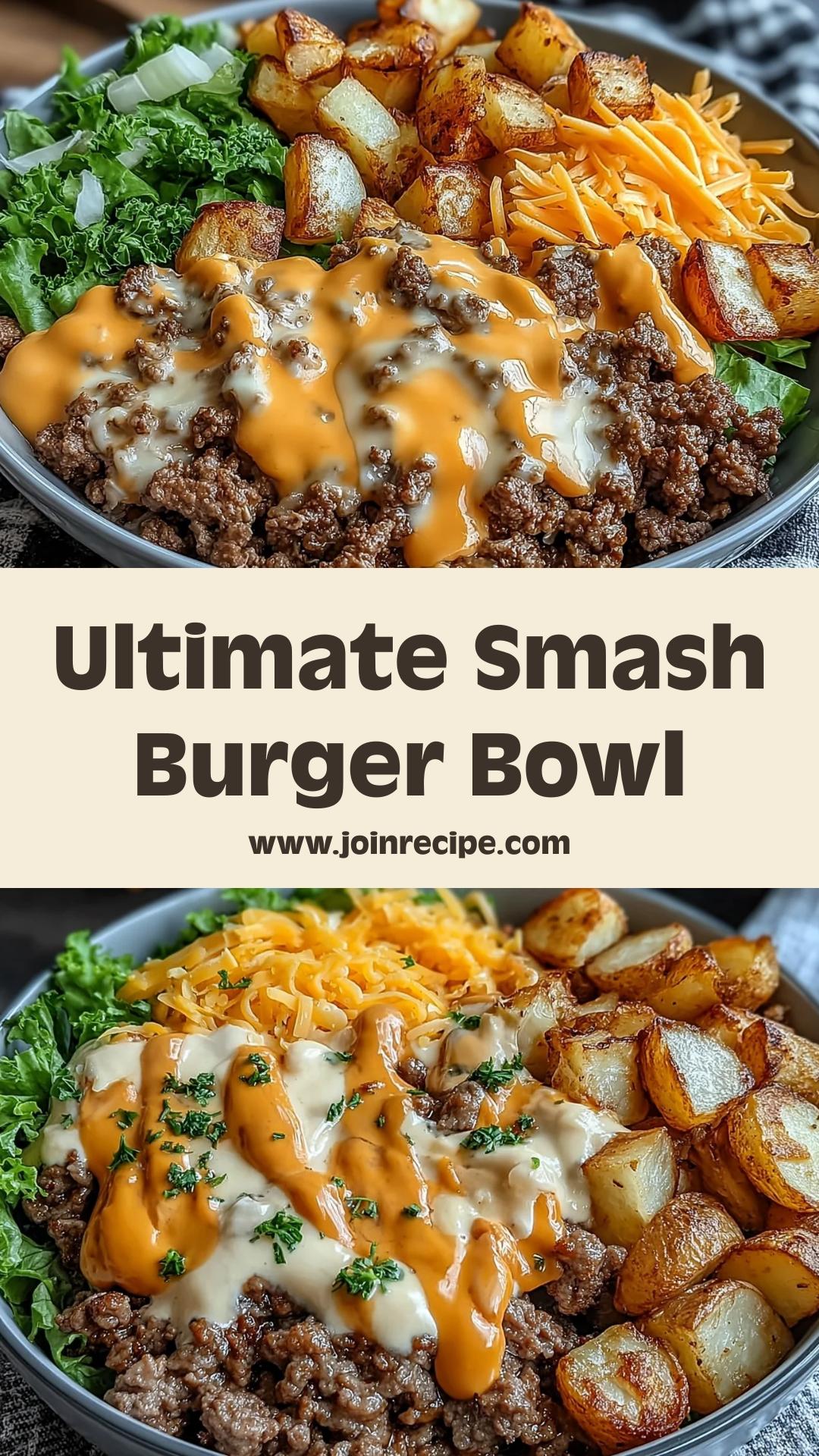 Smash Burger Bowl: Comfort Food with Crispy Potatoes and Savory Beef — pin 1