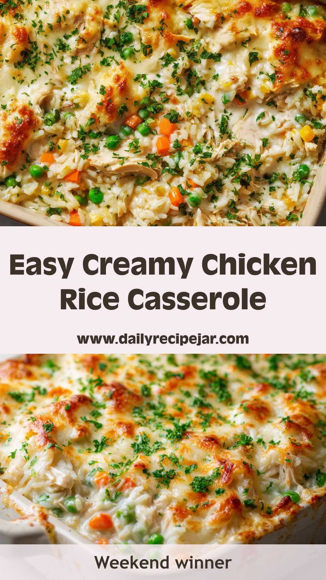 Creamy Chicken and Rice Casserole with Cheddar and Mozzarella — pin 2