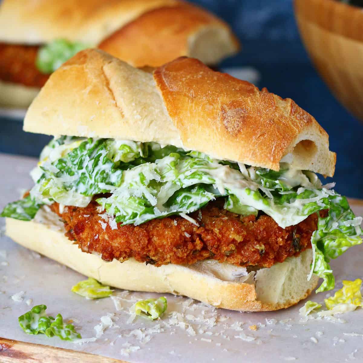 Crispy Chicken Caesar Sandwich: Crunchy Chicken with Creamy Dressing