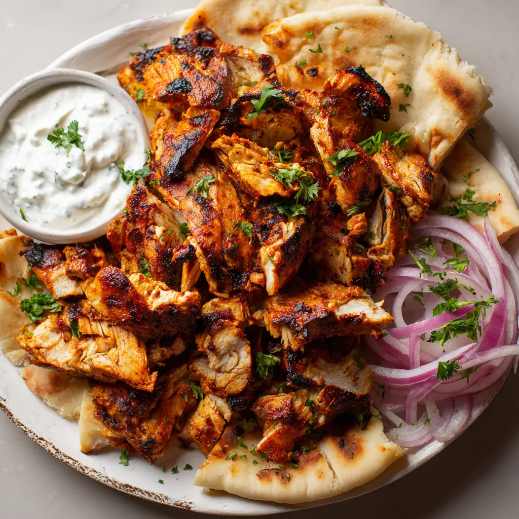 Chicken Shawarma with Garlic Sauce and Pita