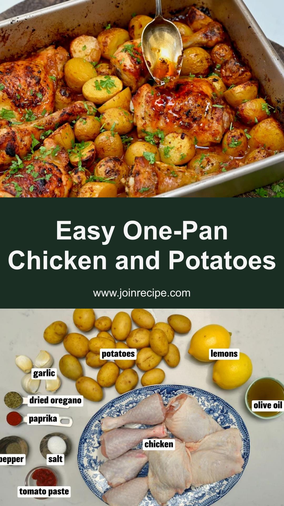 One-Pan Chicken and Potatoes with Tangy Tomato Lemon Sauce — pin 1