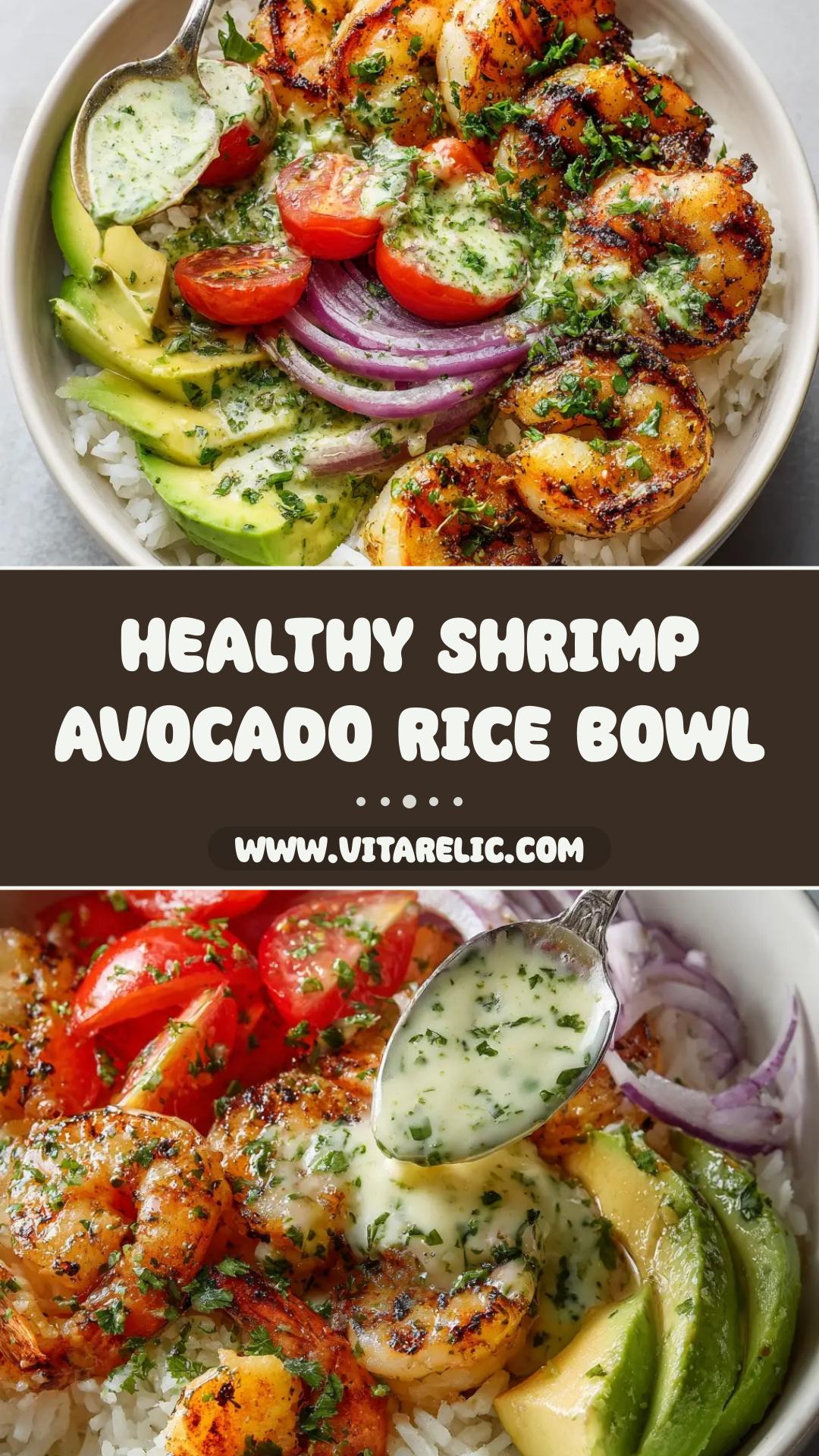 Shrimp and Avocado Rice Bowl with Cilantro-Lime Dressing — pin 2