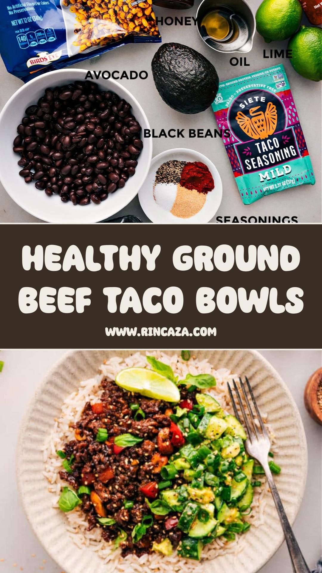 Ground Beef Taco Bowl with Crispy Sweet Potatoes and Creamy Lime Sauce — pin 1