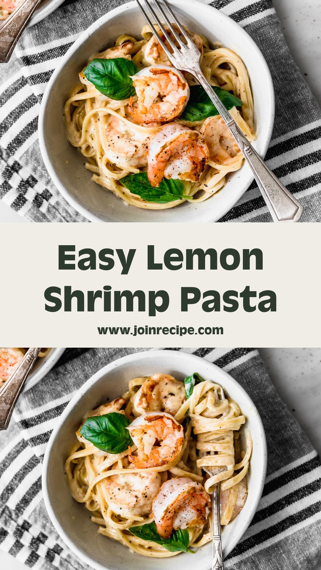 Lemon Shrimp Pasta with Basil — pin 1
