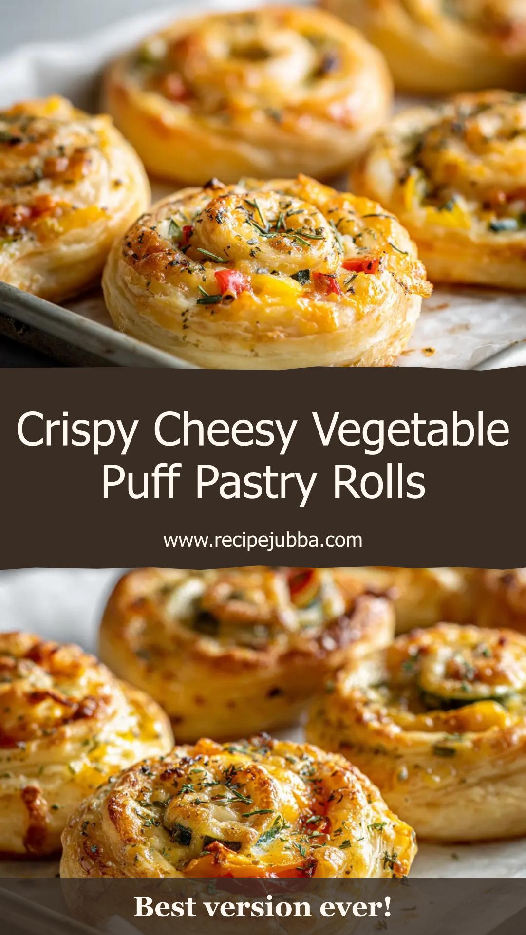 Cheesy Vegetable Puff Pastry Rolls with Sharp Cheddar — pin 2