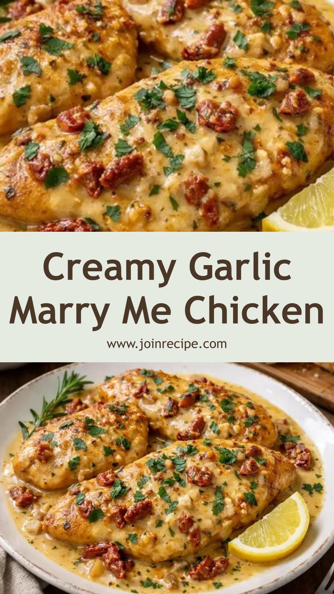 Creamy Garlic Marry Me Chicken: Tender Chicken in Velvety Garlic Parmesan Sauce — pin 1