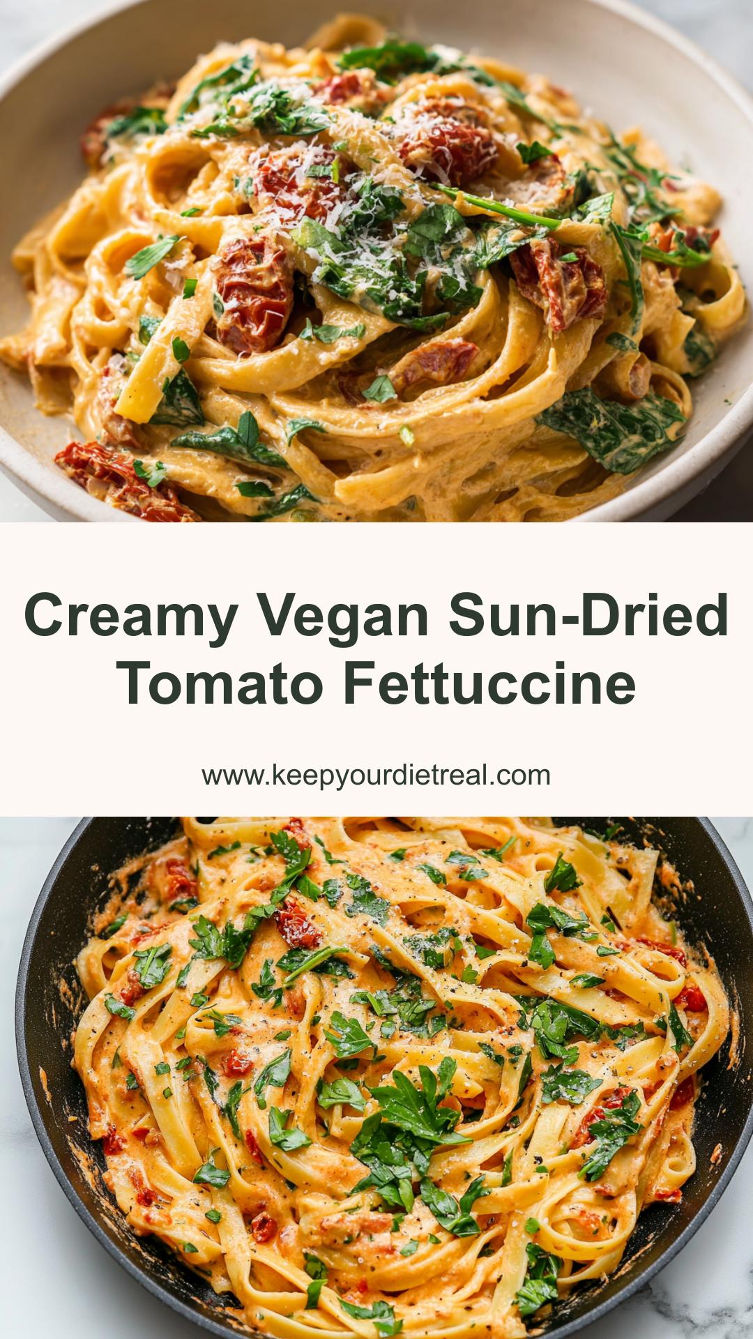 Vegan Sun-Dried Tomato Fettuccine with Creamy Coconut Sauce — pin 3
