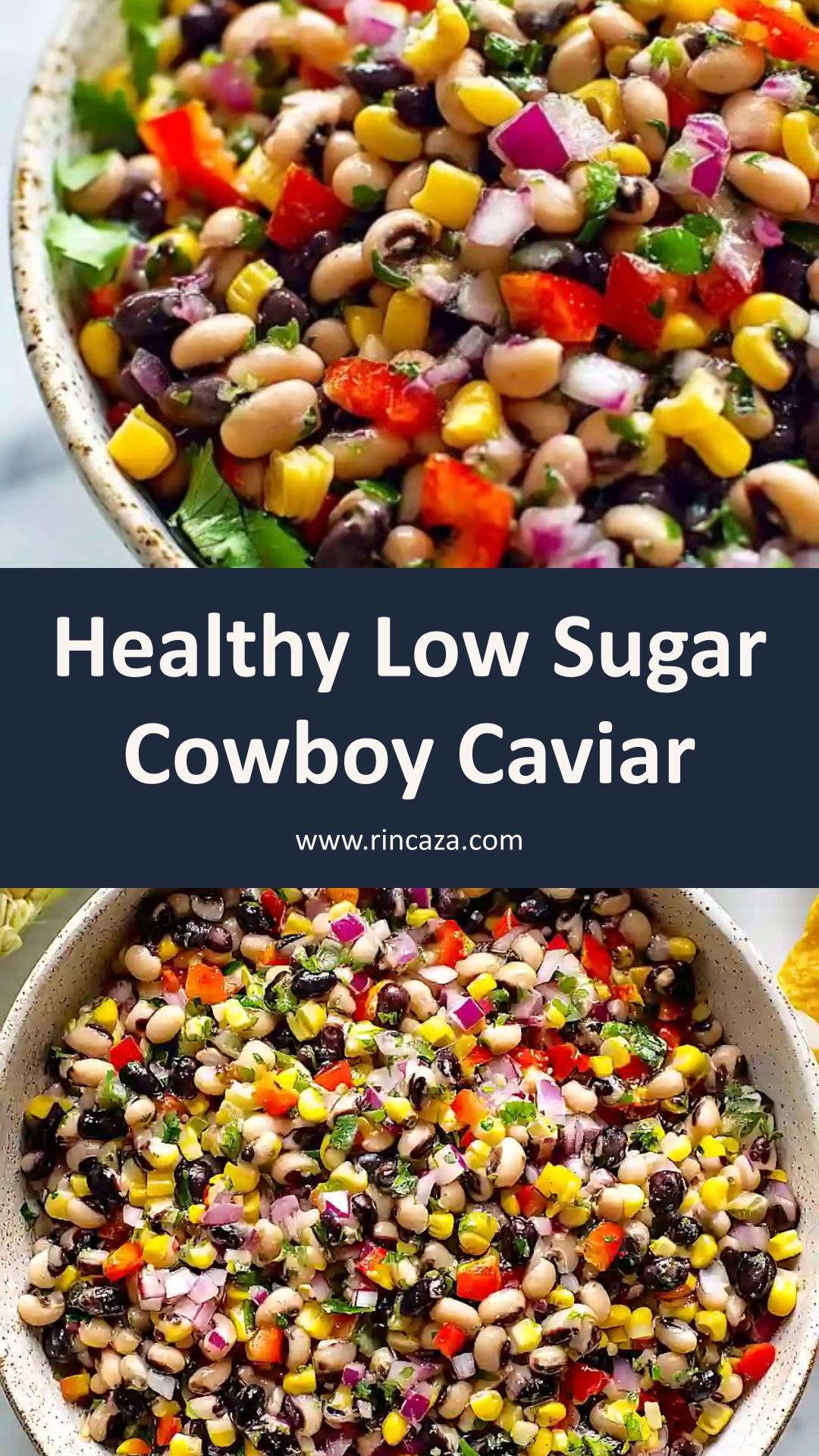 Low Sugar Cowboy Caviar: Fresh Bean Dip with Zesty Lime and Crunchy Veggies — pin 4