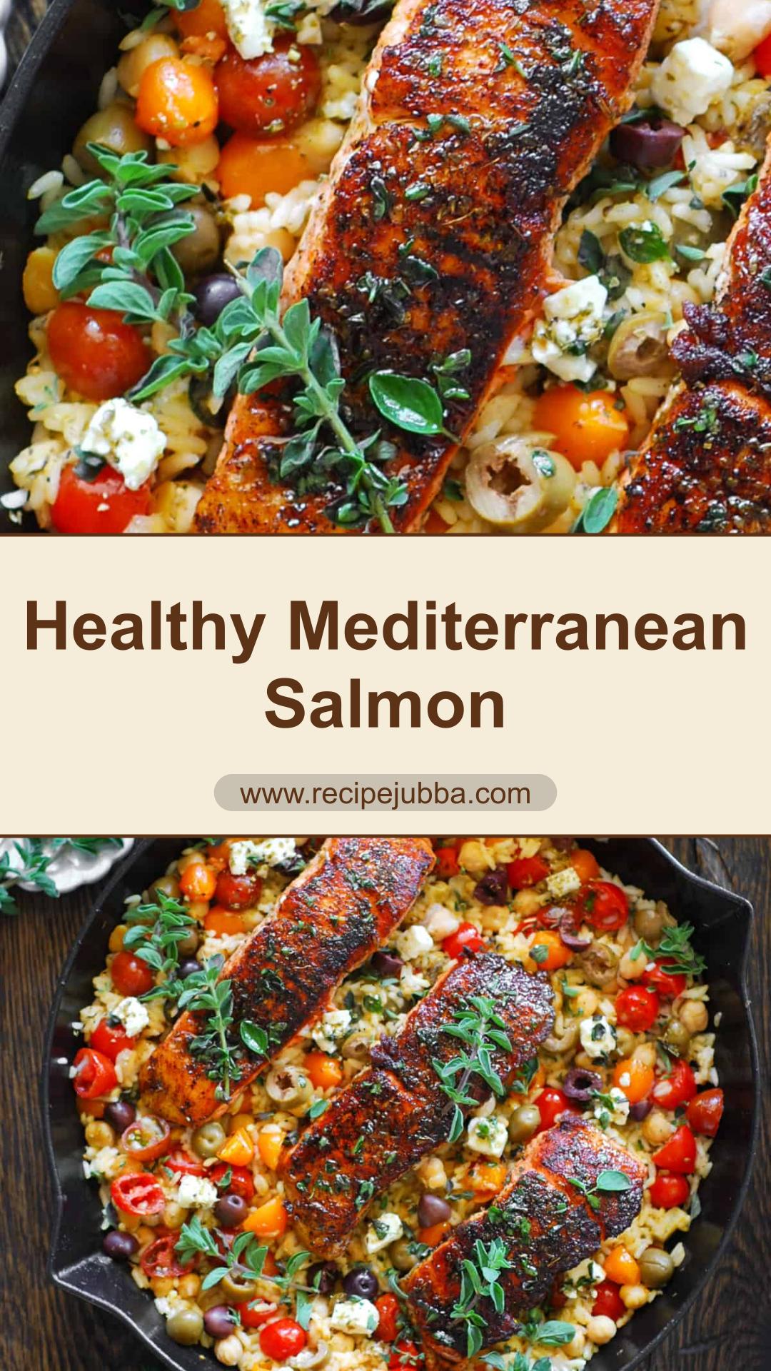 Mediterranean Salmon with Lemon Chickpea Rice and Feta — pin 2