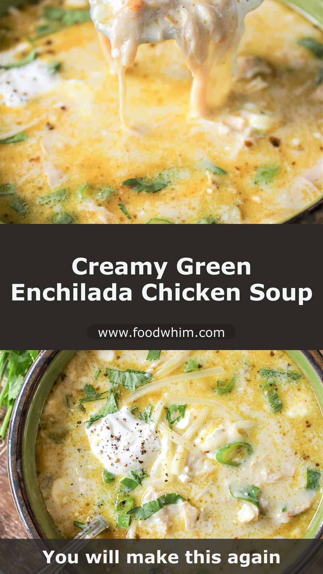 Creamy Green Enchilada Chicken Soup with Salsa Verde and Monterey Jack — pin 2