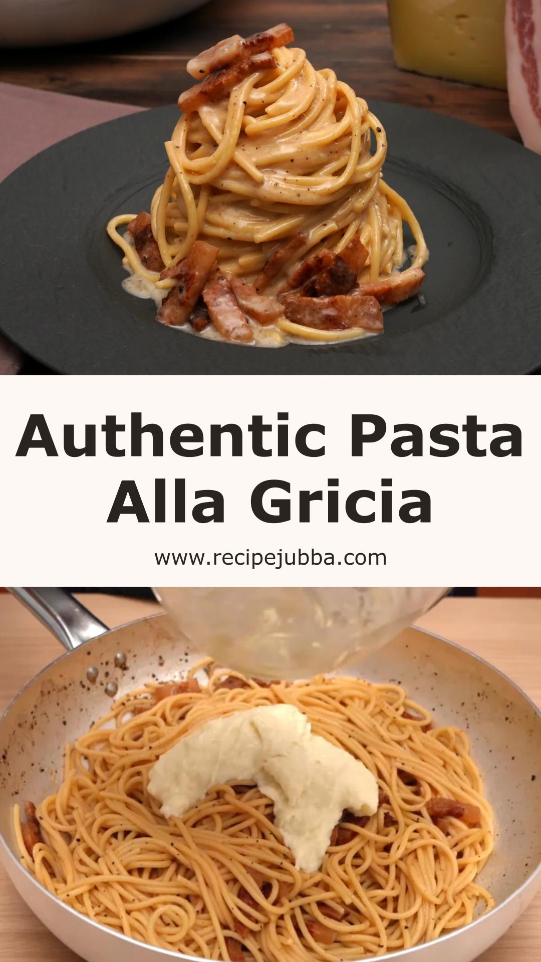 Authentic Pasta alla Gricia with Creamy Pecorino and Crisp Guanciale — pin 1