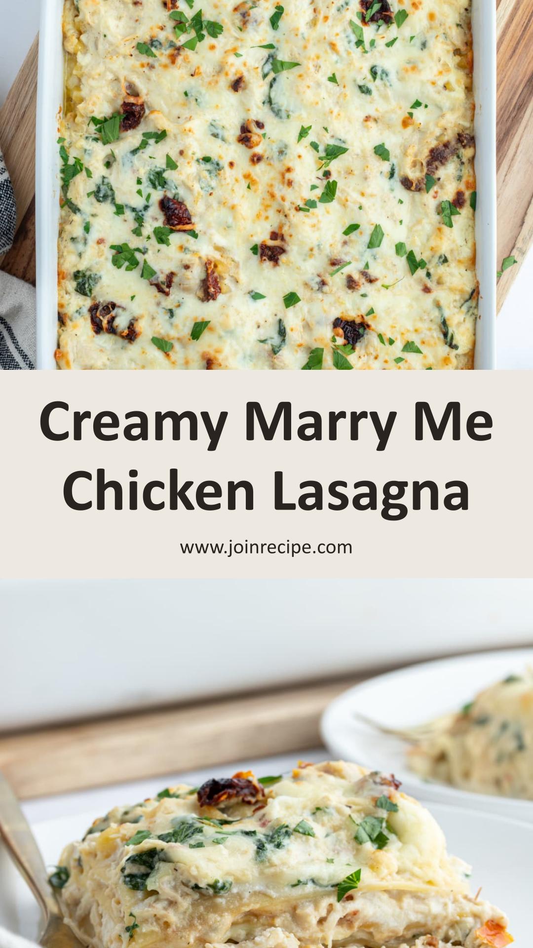 Marry Me Chicken Lasagna with Creamy Sun Dried Tomato Sauce — pin 1