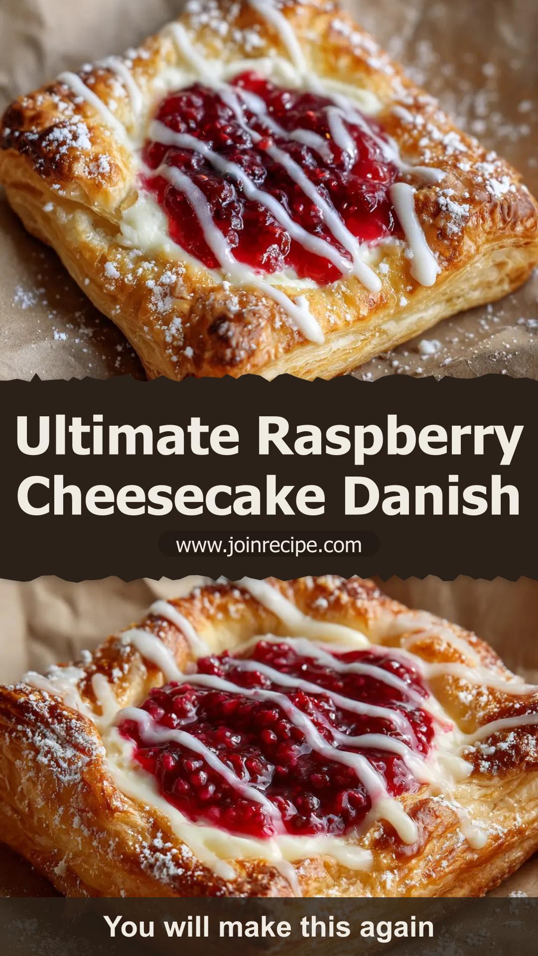 Raspberry Cheesecake Danish with Raspberry Compote and Vanilla Icing — pin 1