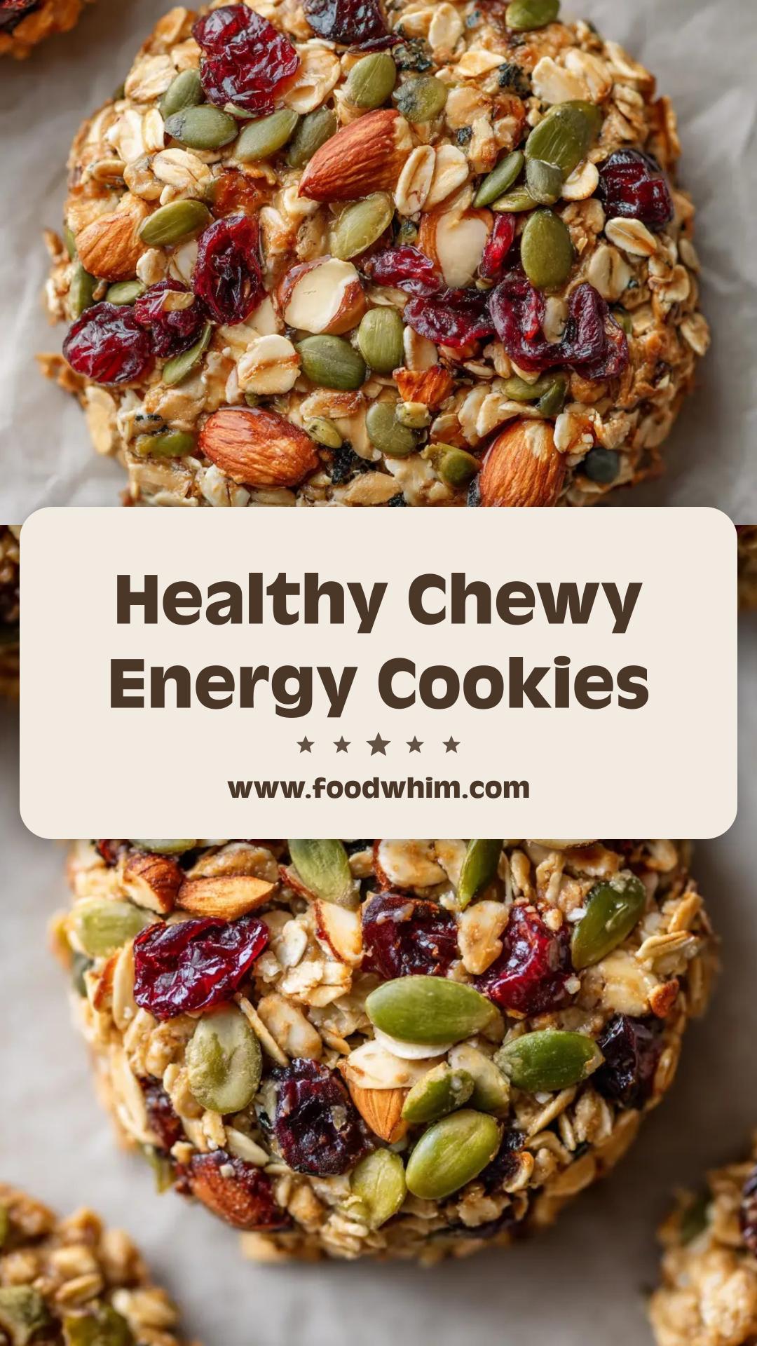 Thick Chewy Energy Cookies with Toasted Oats and Cranberries — pin 1