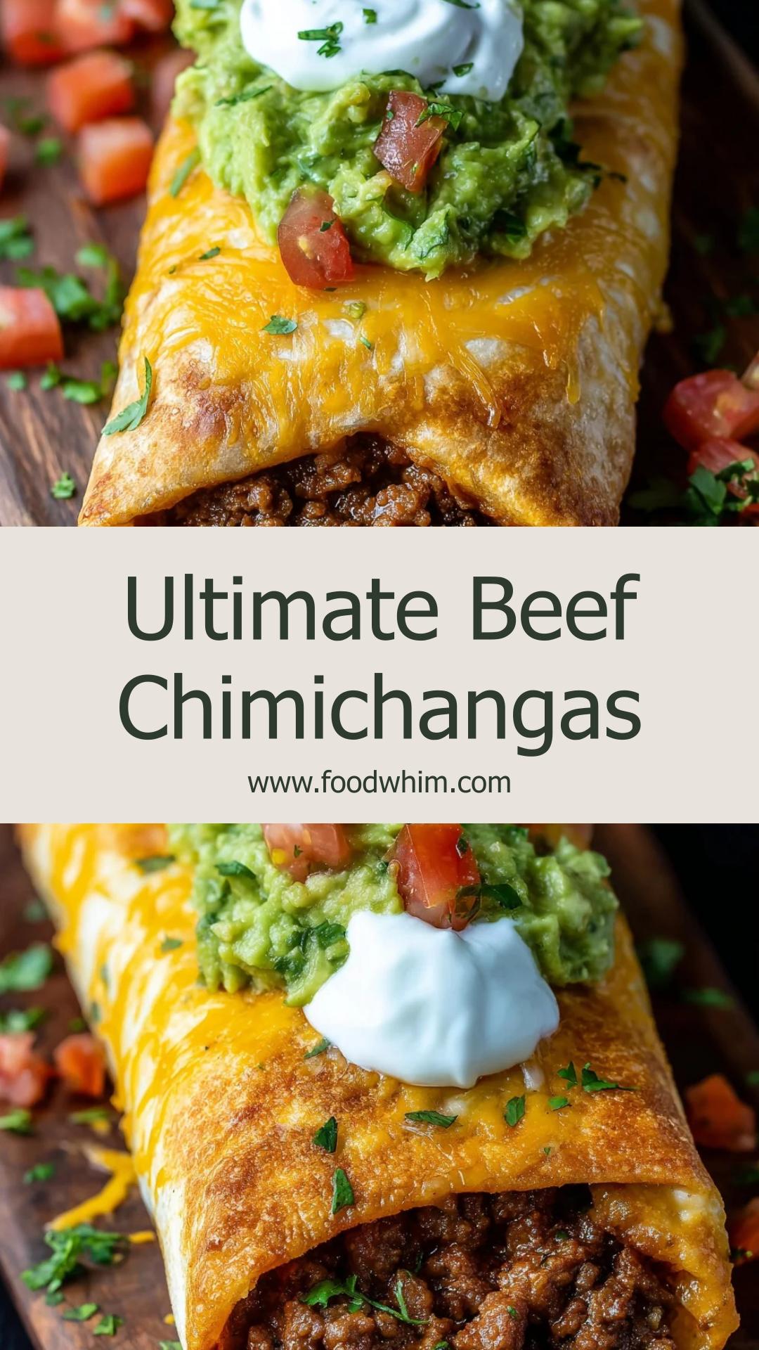 Loaded Cheesy Beef Chimichangas with Crispy Golden Tortillas — pin 2