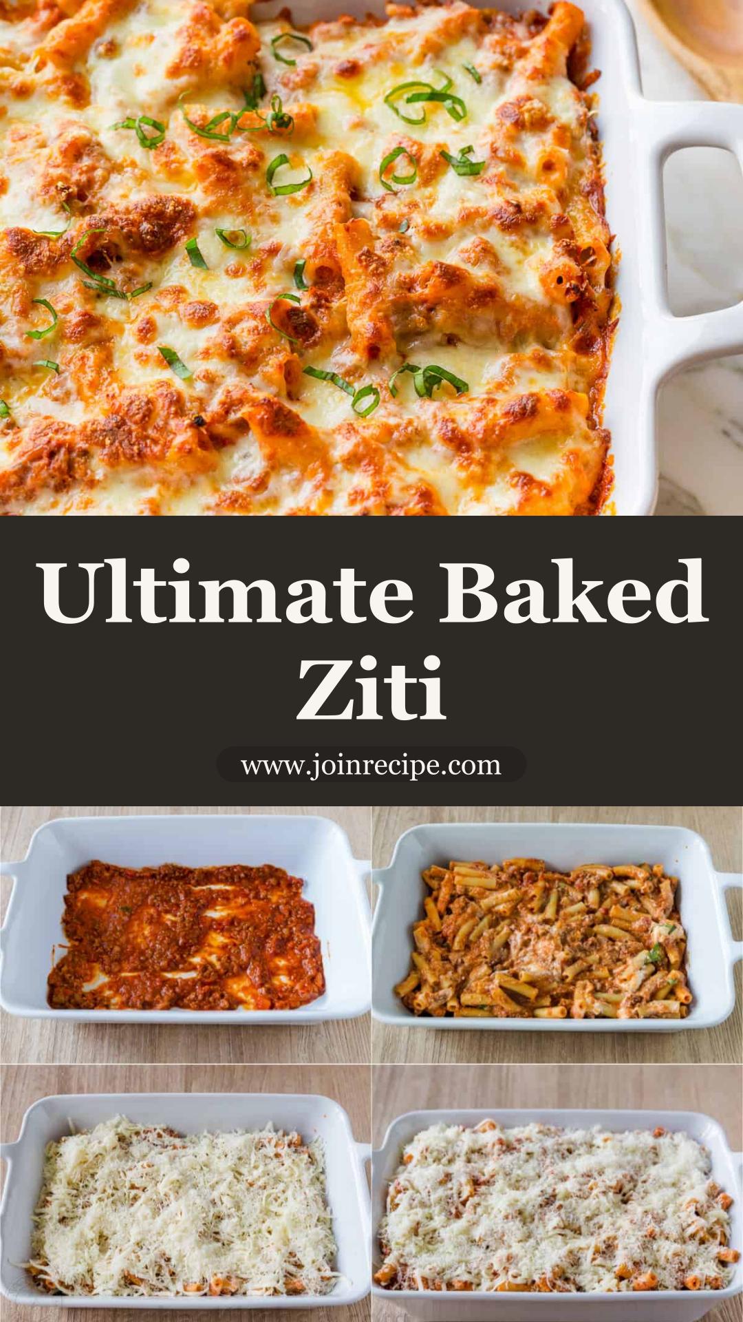Baked Ziti with Saucy Beef, Ricotta, and Golden Cheese — pin 3