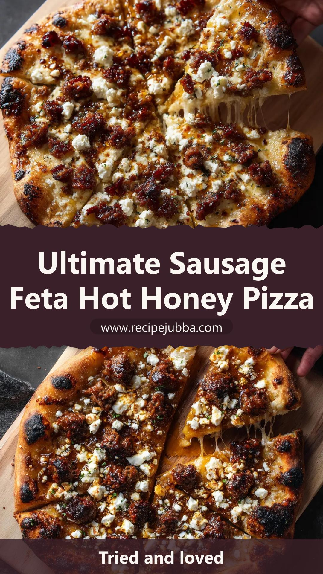 Sausage Feta Hot Honey Pizza with Red Onion — pin 1