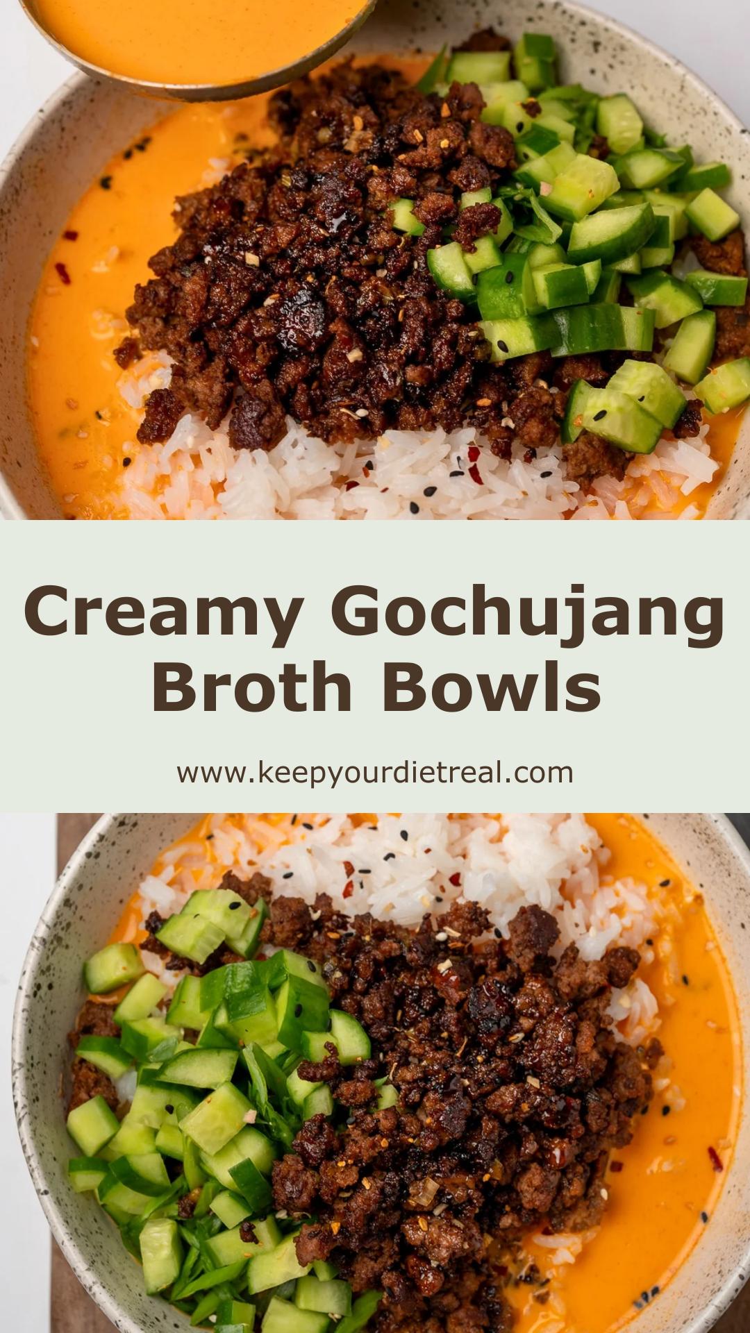 Creamy Gochujang Broth Bowls with Crispy Sesame Beef — pin 3