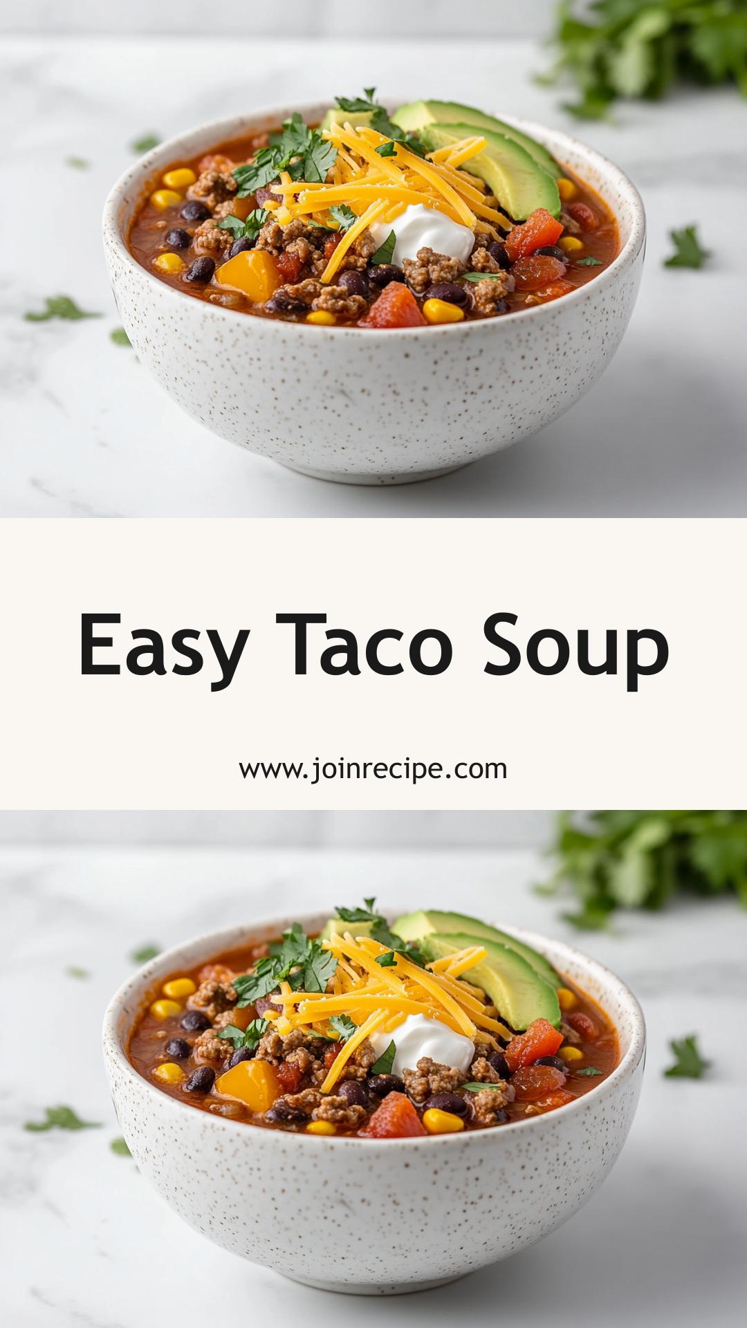 Taco Soup: A Hearty Blend of Ground Beef and Spicy Flavors — pin 1