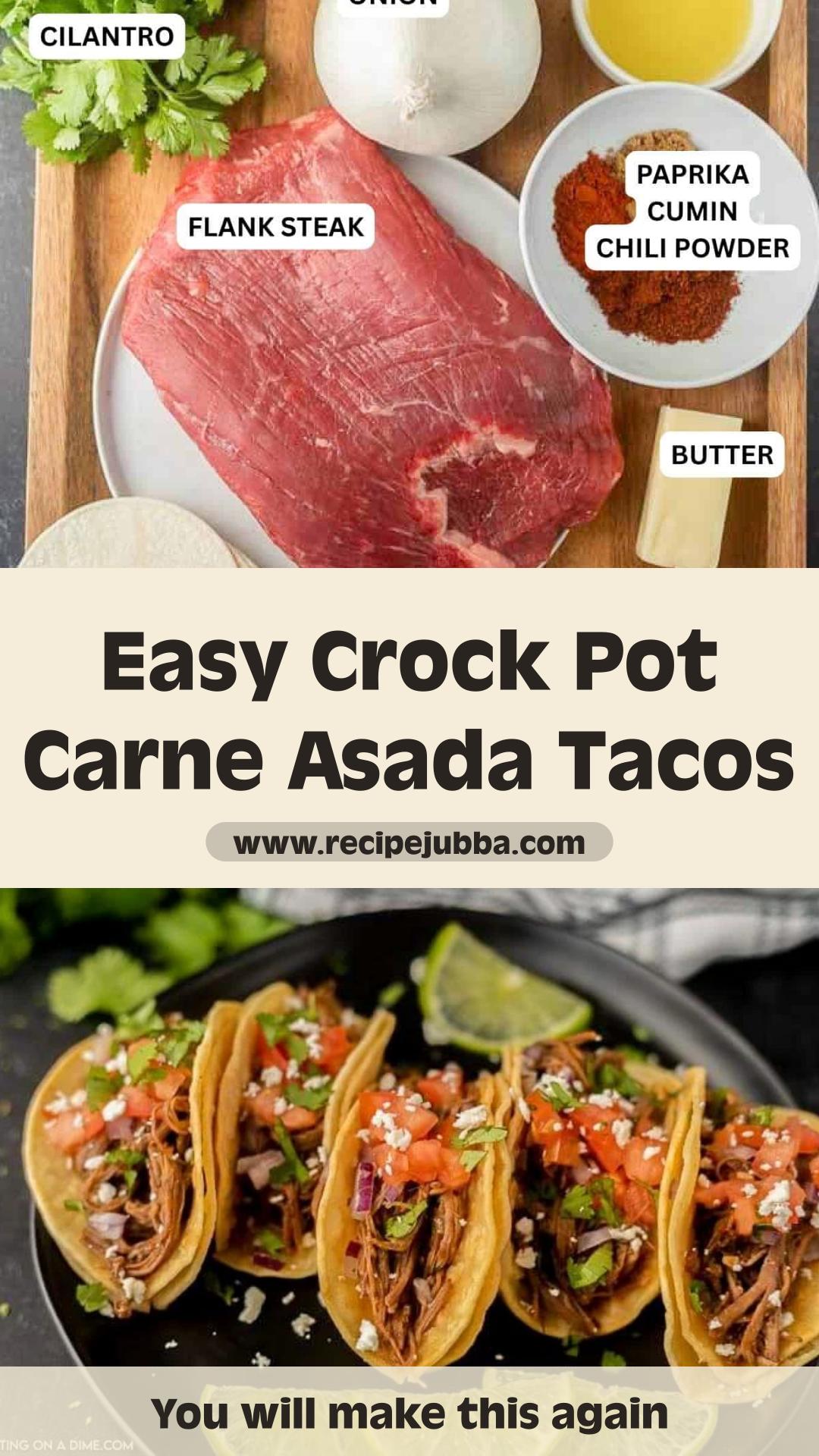 Crock Pot Carne Asada Street Tacos with Lime and Cilantro — pin 2