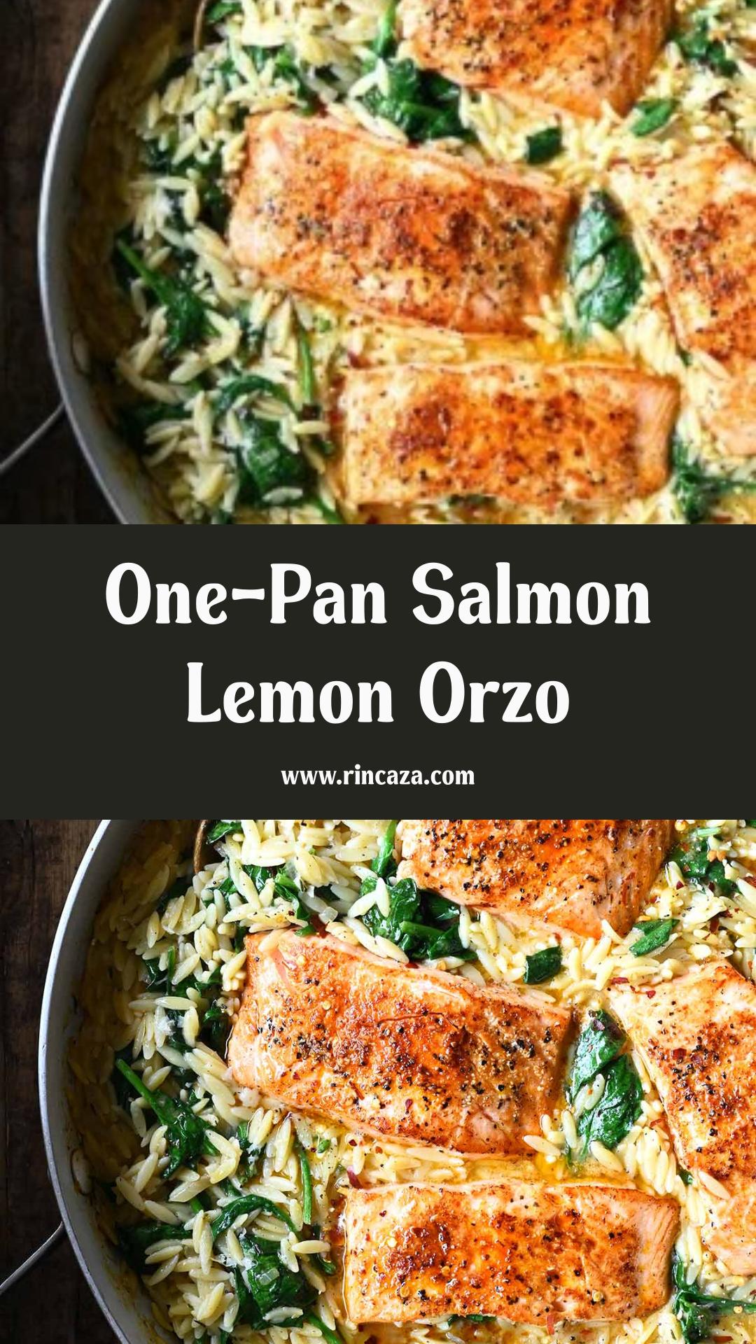 One Skillet Salmon with Lemon Orzo and Glossy Parmesan Sauce — pin 2