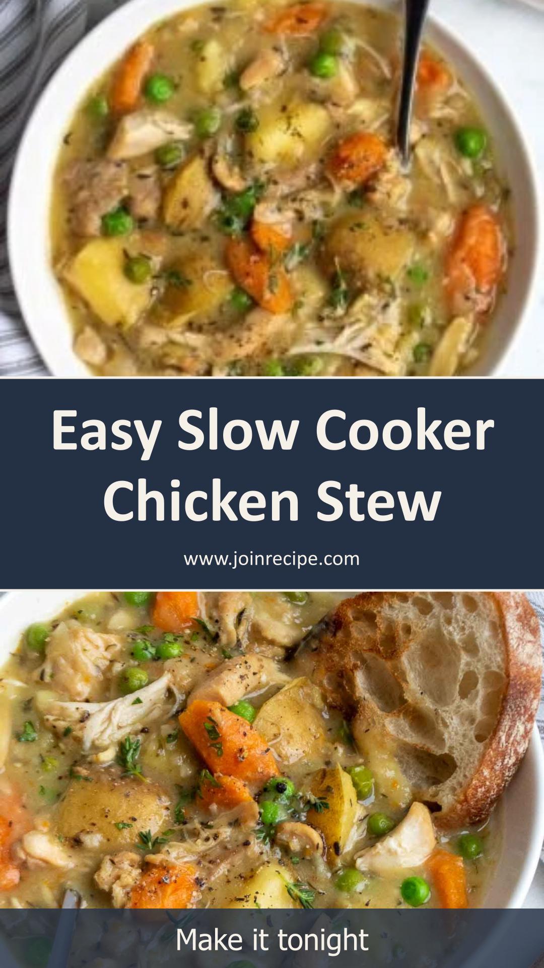 Slow Cooker Chicken Stew with Creamy Broth and Tender Vegetables — pin 1