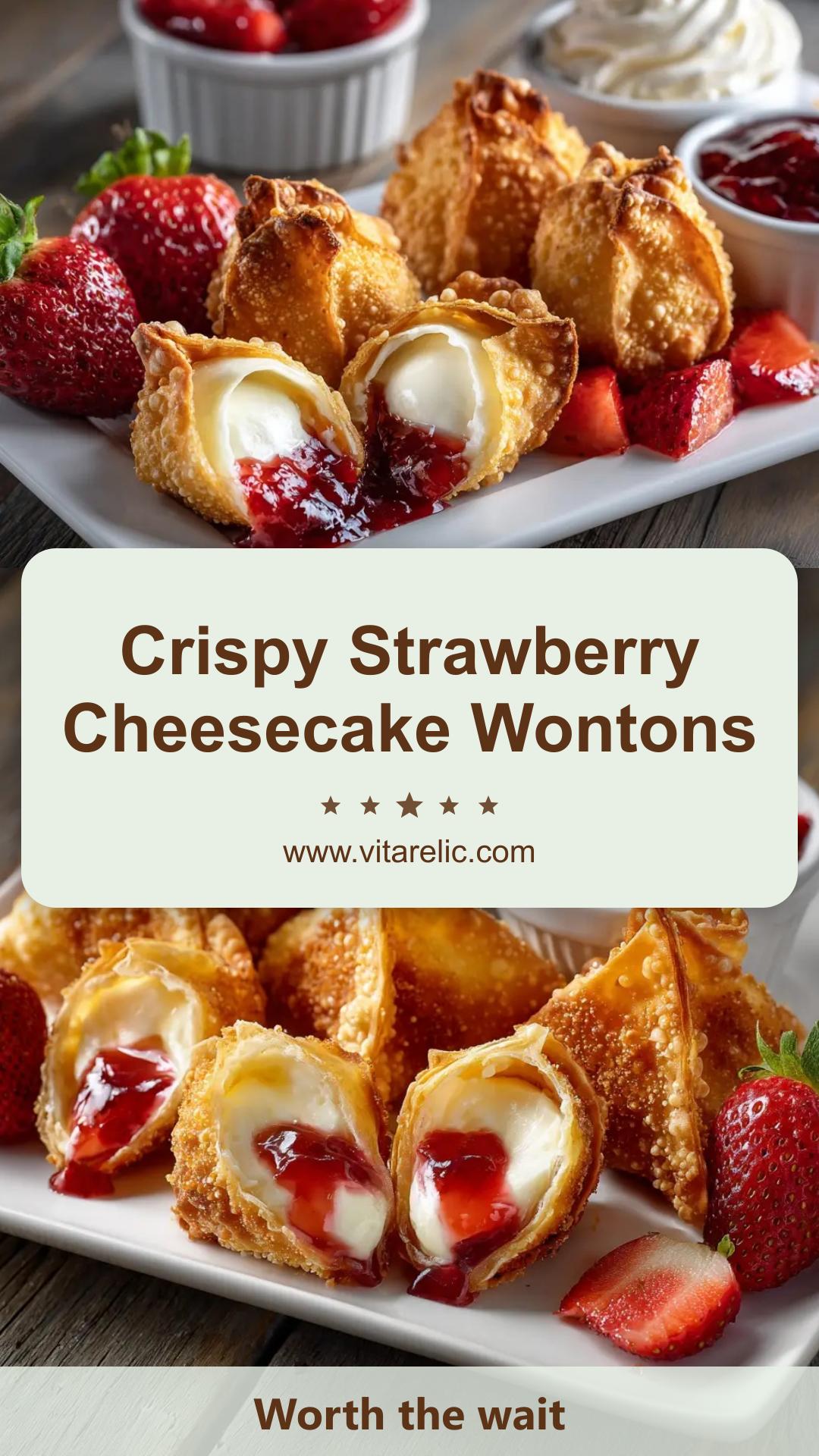 Strawberry Cheesecake Wontons: Fried, Baked, or Air Fried — pin 2