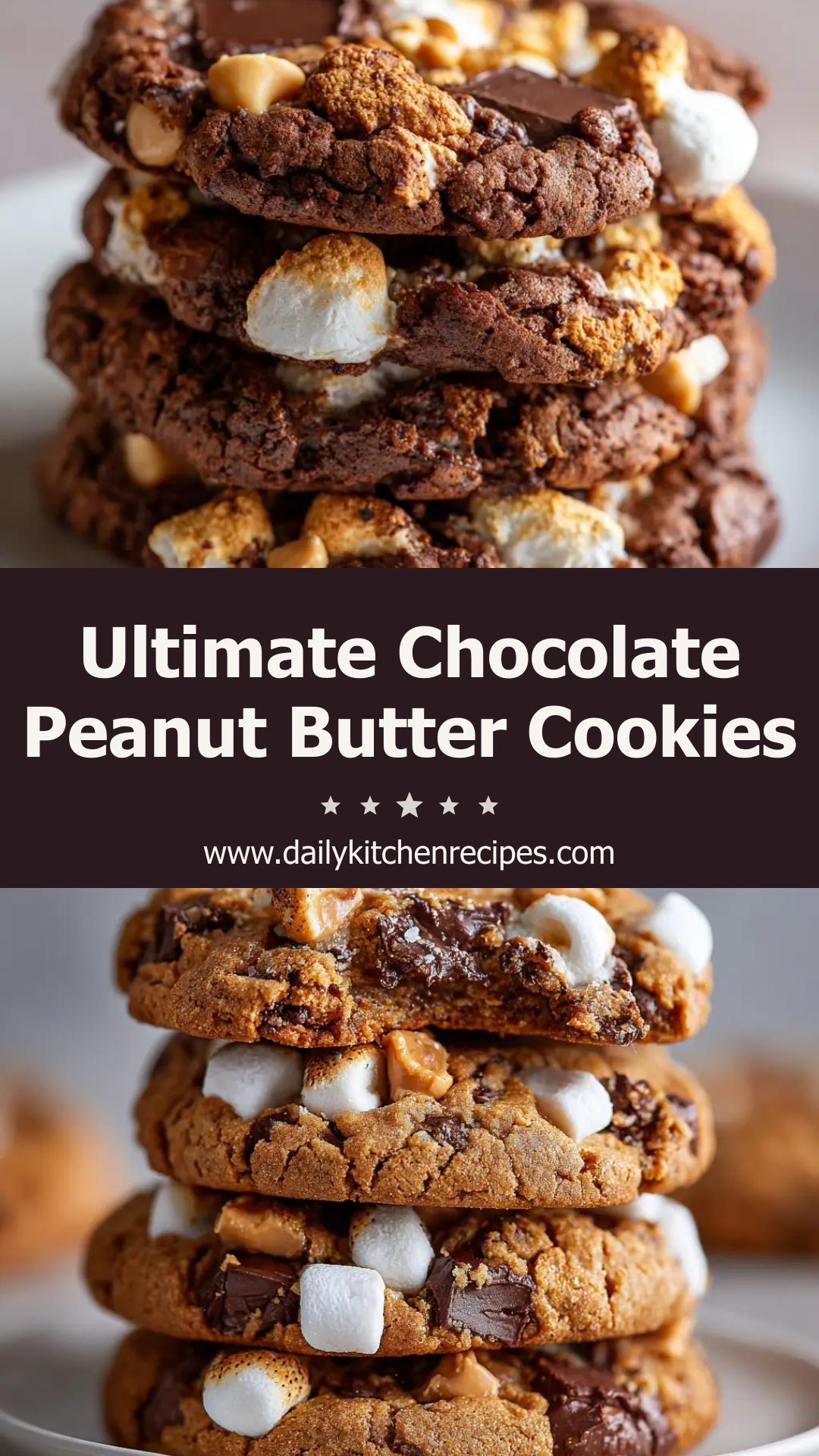 Chocolate Peanut Butter Marshmallow Cookies with Toasted Marshmallows — pin 2