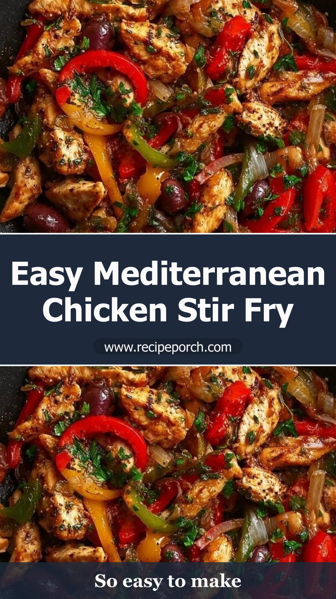 Mediterranean Chicken Stir Fry with Golden Chicken and Fresh Vegetables — pin 1