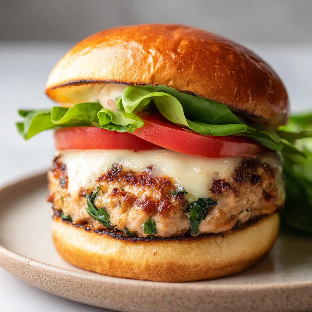 Spinach Chicken Burgers with Oozing Cheddar Pockets
