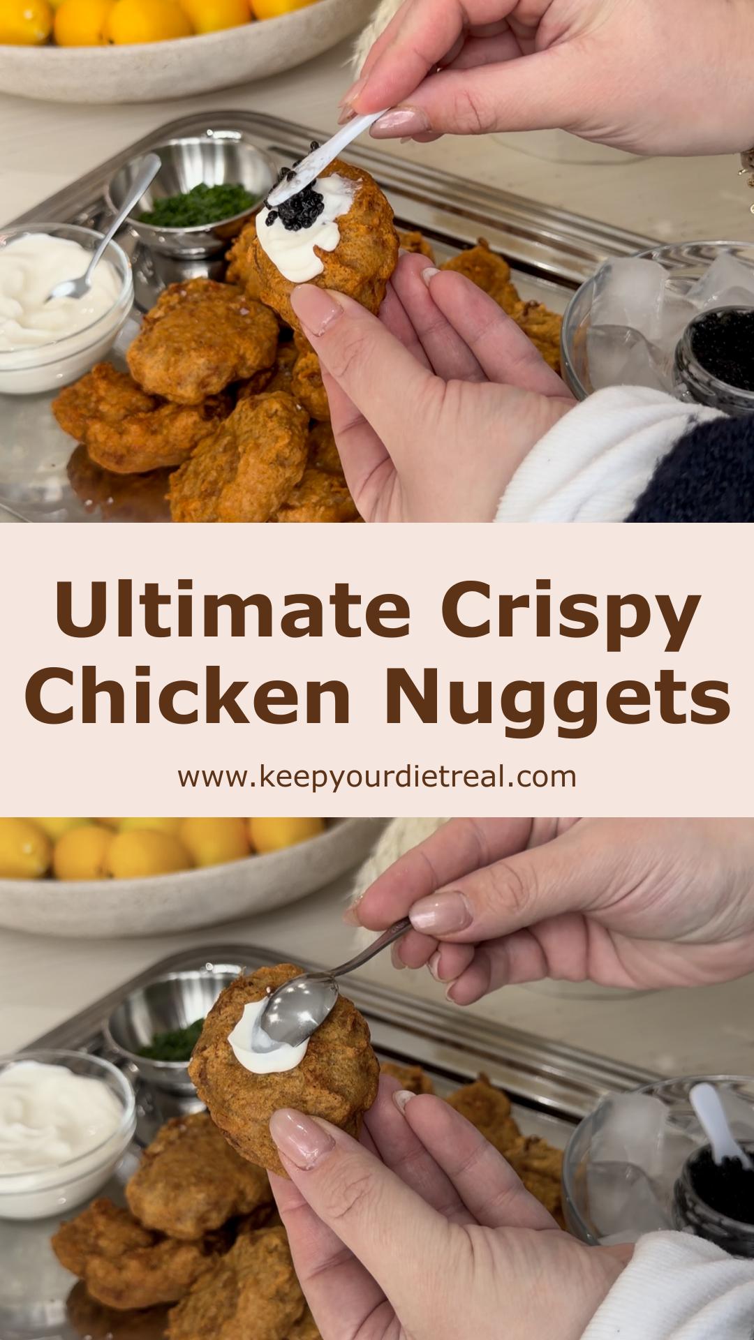 Crispy Chicken Nuggets with Crème Fraîche and Briny Caviar — pin 3