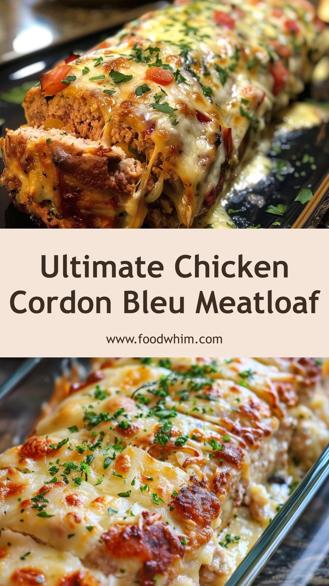 Chicken Cordon Bleu Meatloaf with Smoked Turkey and Gooey Swiss Cheese — pin 1