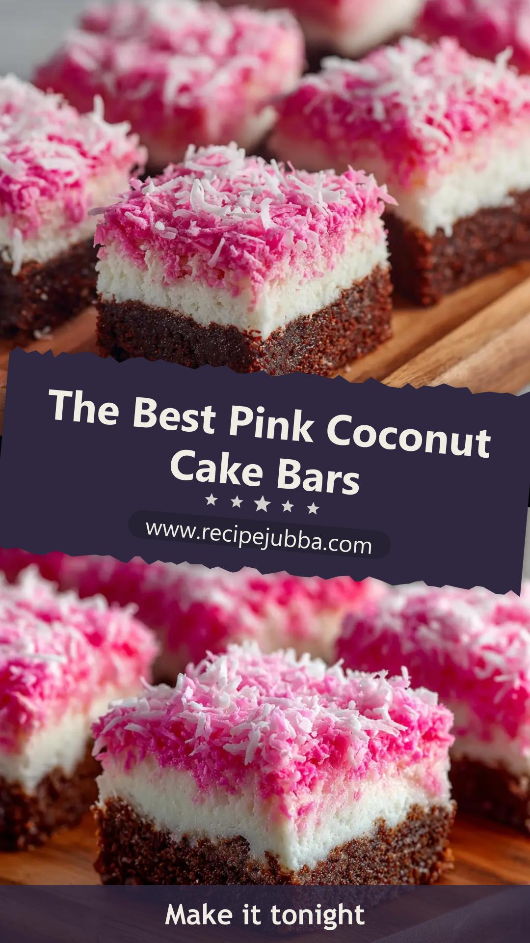 Pink Coconut Snowball Cake Bars with Marshmallow Frosting — pin 2