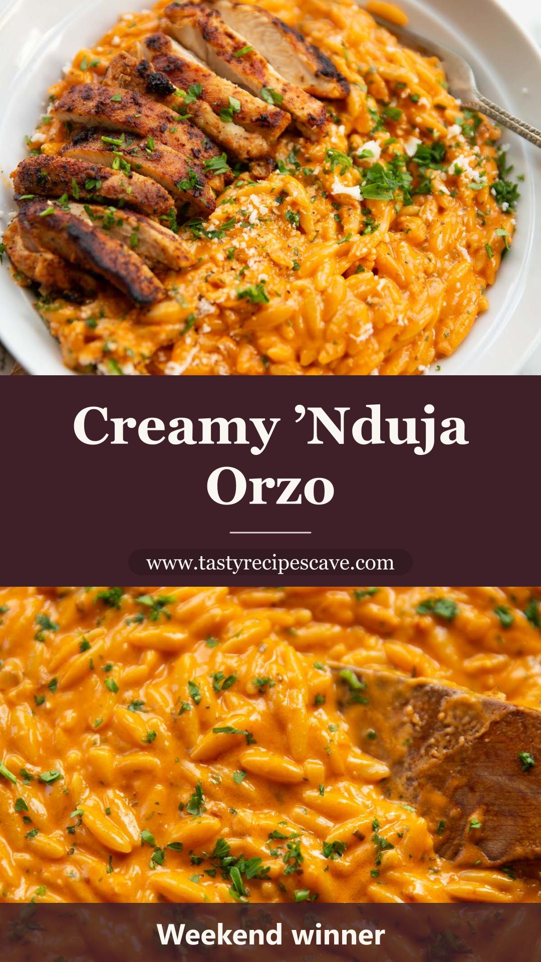 'Nduja Orzo with Creamy Parmesan Sauce — pin 2