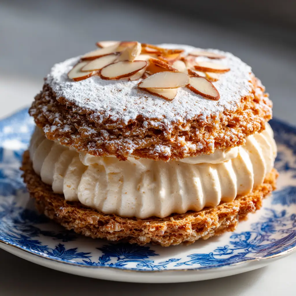 French Almond Cookies: Crisp Dacquoise with Toasted Almond Cream